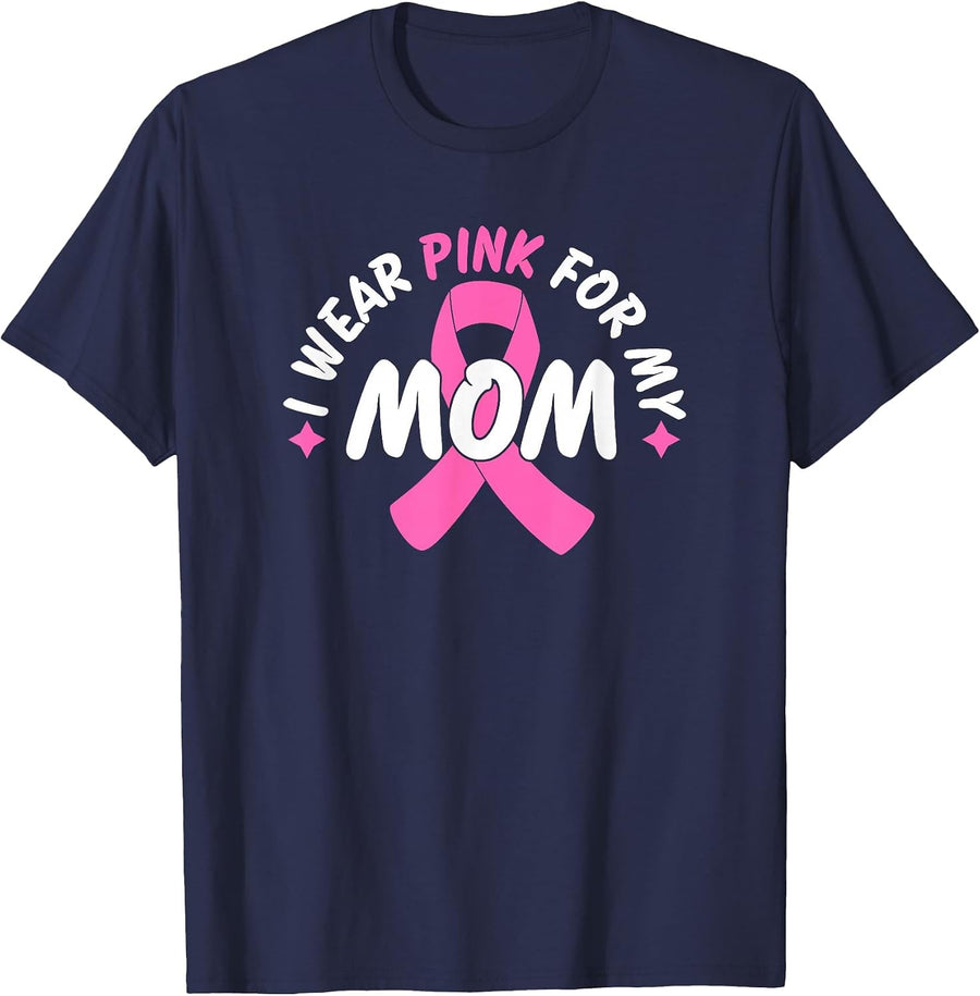 I Wear Pink for My Mom T-Shirt - Navy Blue
