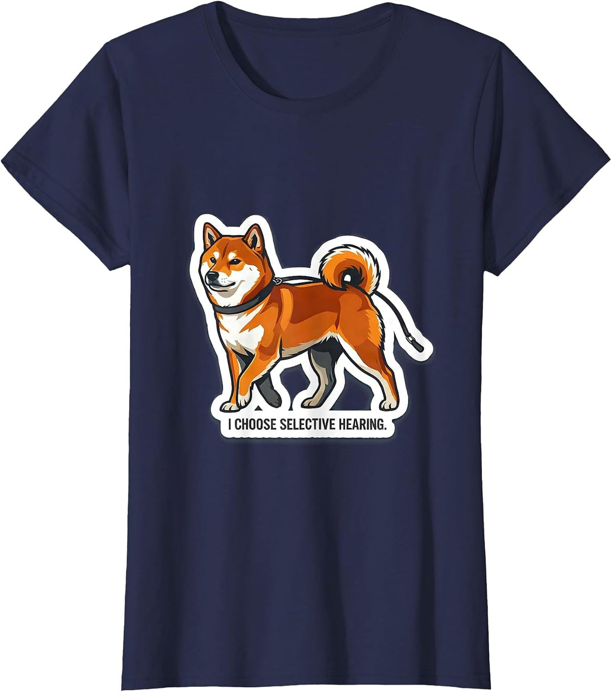 Women's I Choose Selective Hearing Funny Shiba Inu Dog Lover Gift T-Shirt - Navy Blue