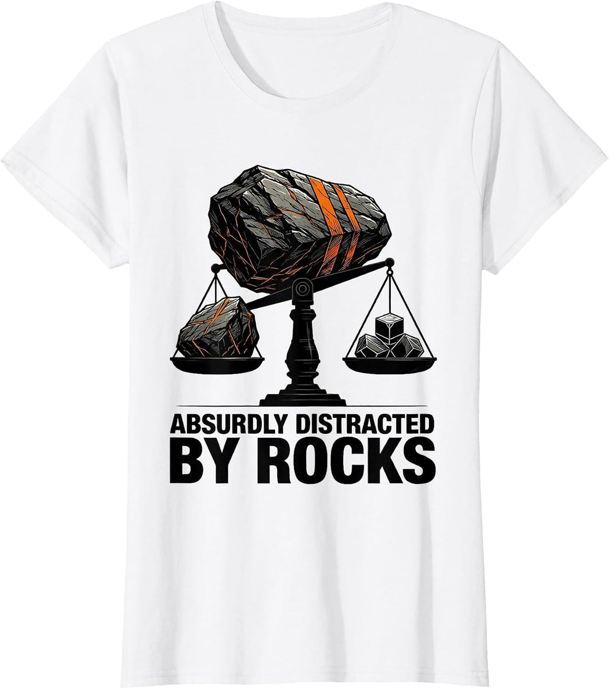 Women's Absurdly Distracted By Rocks Brutalist Graphic Geologist T-Shirt - White