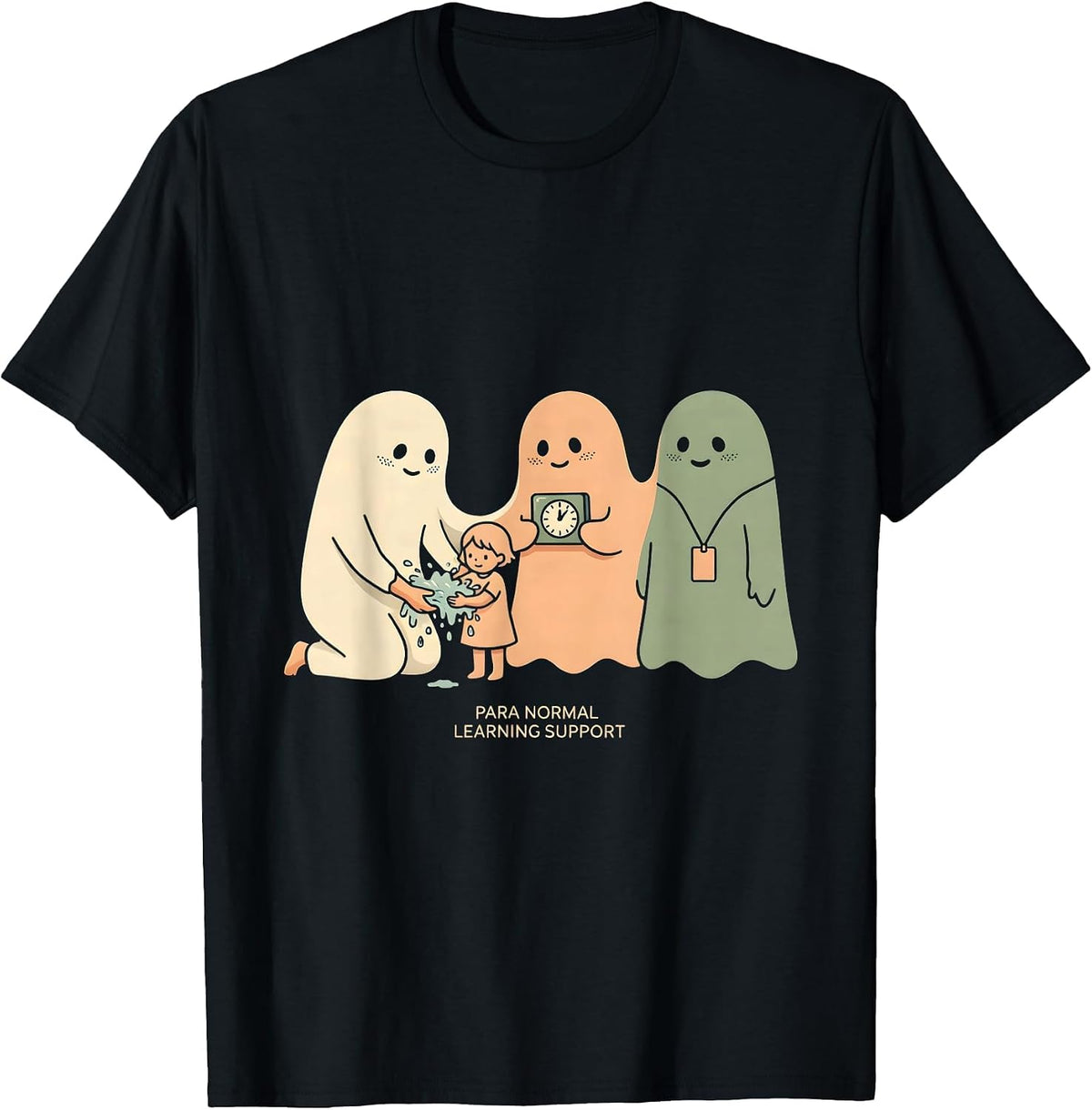 Men's Para Normal Learning Support Paraeducator Halloween Ghost T-Shirt - Black