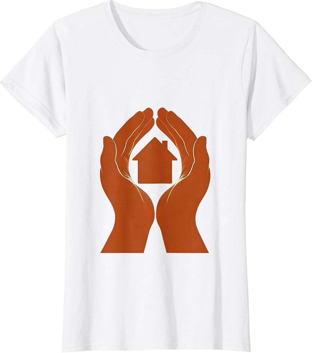 Social Worker Hands Cradling Paper House Graphic T-Shirt - White