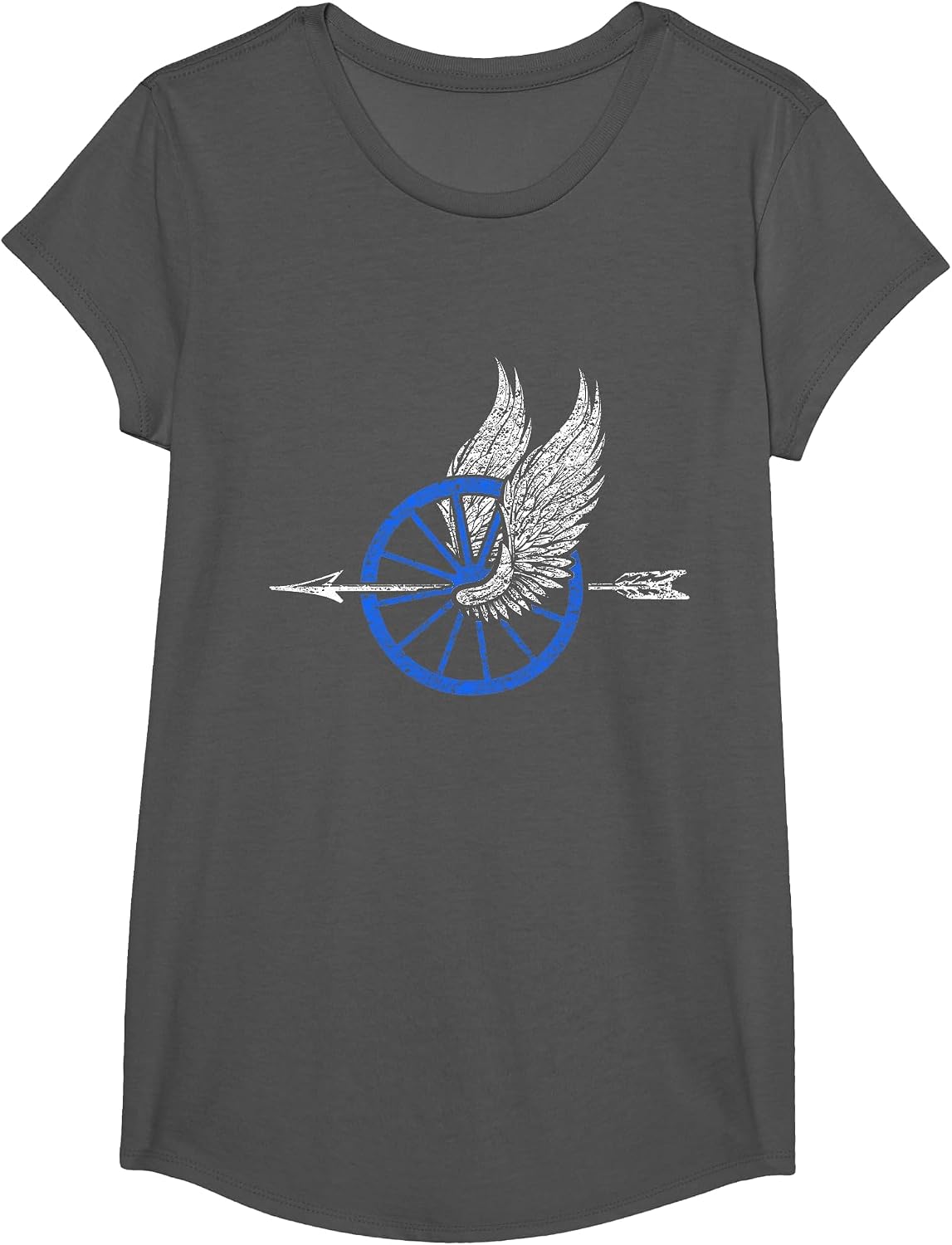 Law Enforcement Motorcycle Unit Tshirt Wing Wheel Arrow Tee T-Shirt - Girls Asphalt Grey