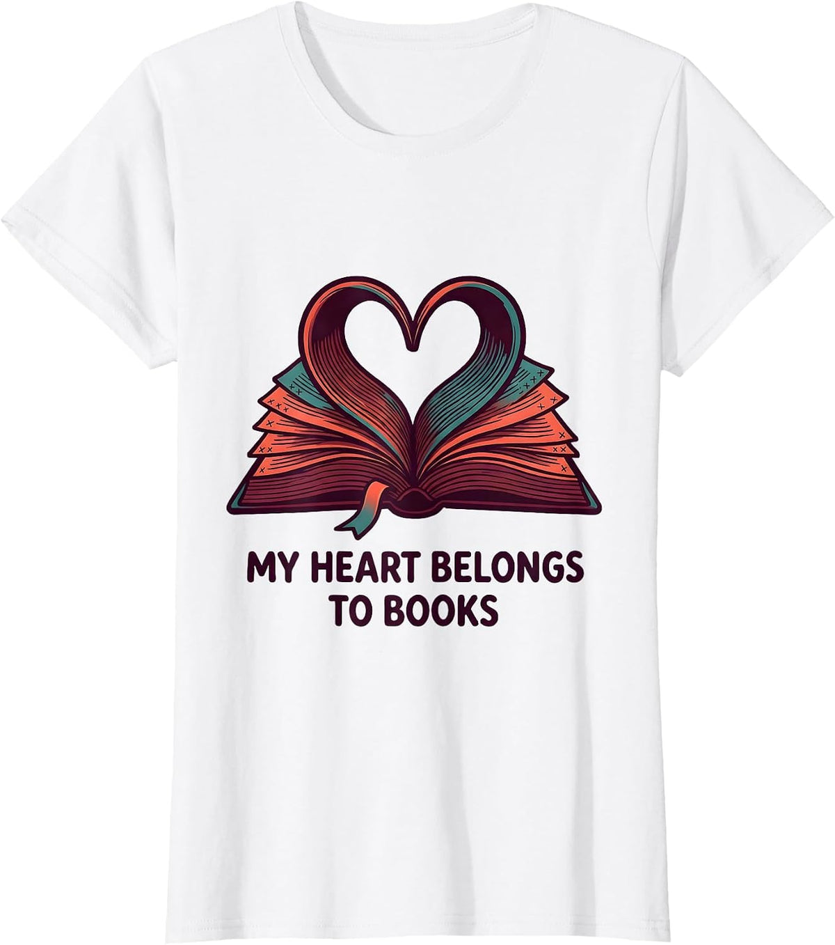 My Heart Belongs To Books Teacher Valentine Book Lover Gift T-Shirt - White