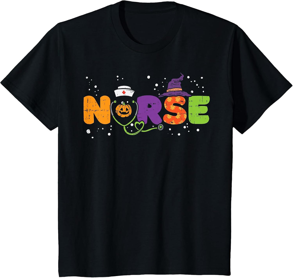 Nurse Pumpkin Stethoscope Halloween Costume Nursing Women T-Shirt - Black