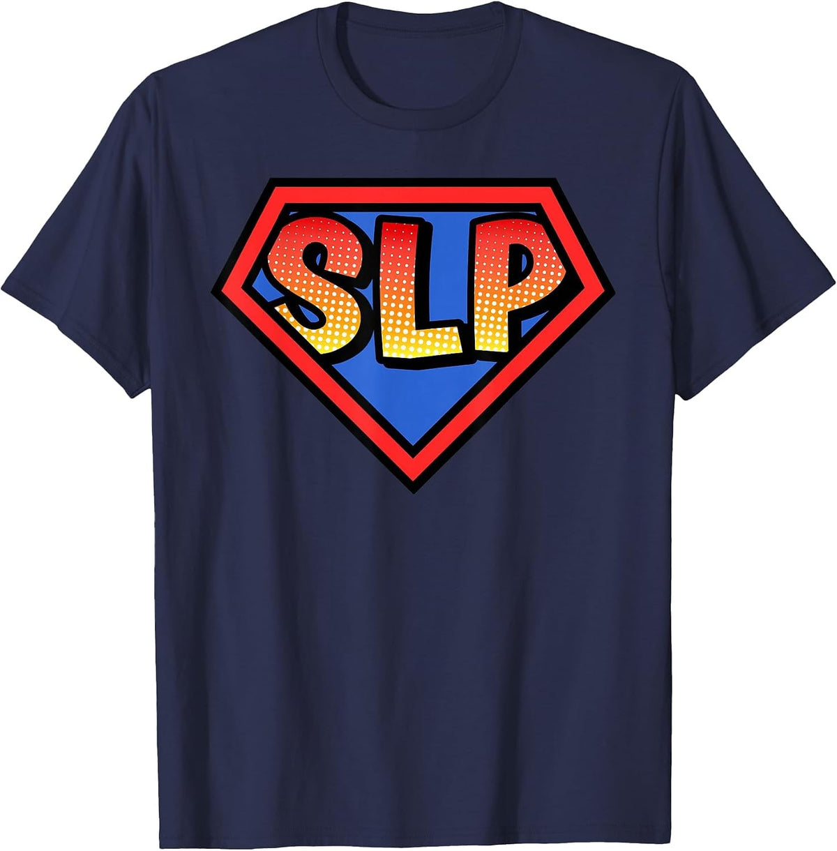 Superhero SLP Speech Therapy Halloween Costume Tees T-Shirt - Navy Blue