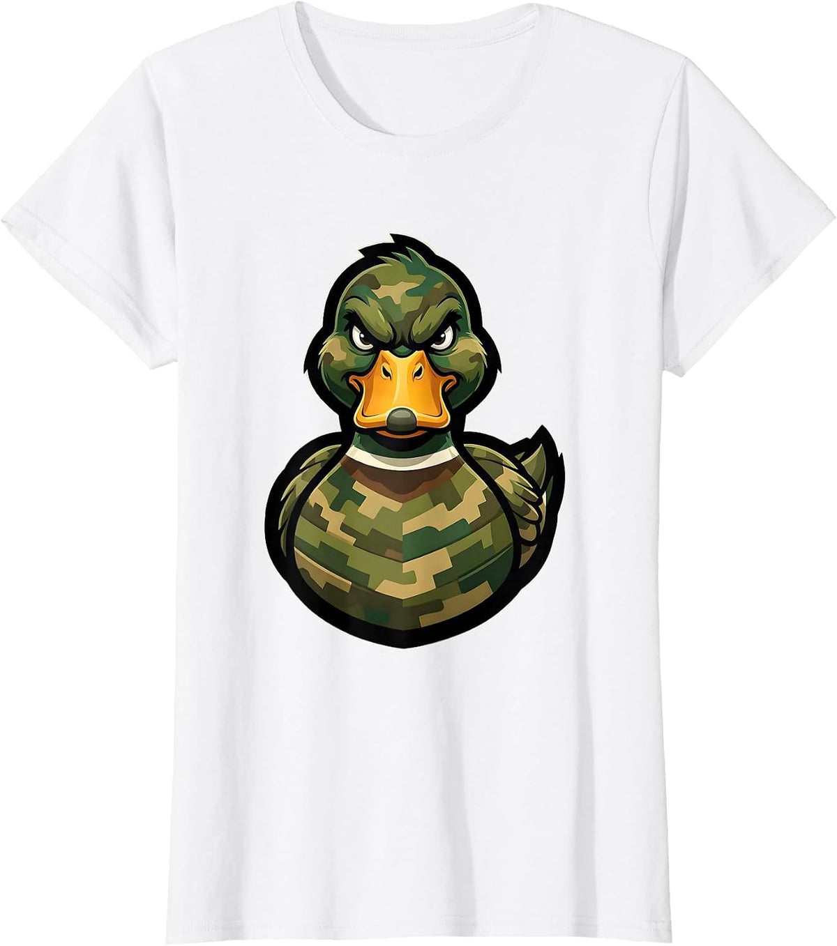 Women's Duck Camo Silhouette Dissolving Graphic T-Shirt - White