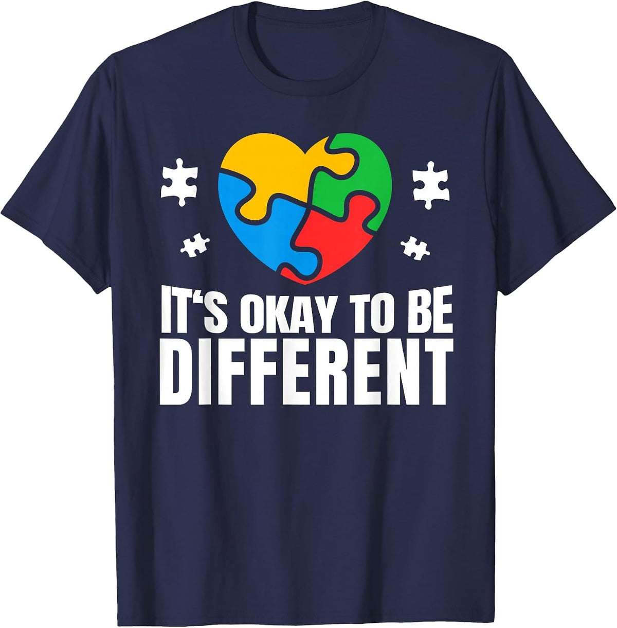 Autism Awareness Okay to Be Different Autistic Support T-Shirt - Navy Blue