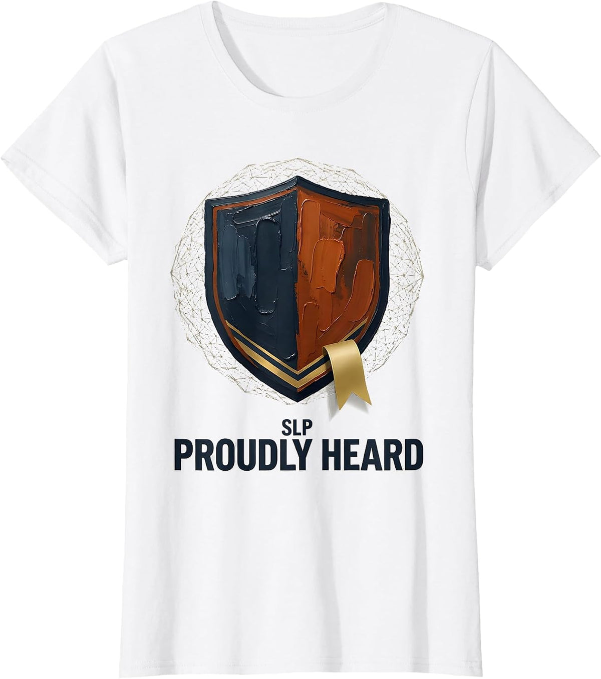 SLP Proudly Heard Retro Varsity Shield Speech Language T-Shirt - White