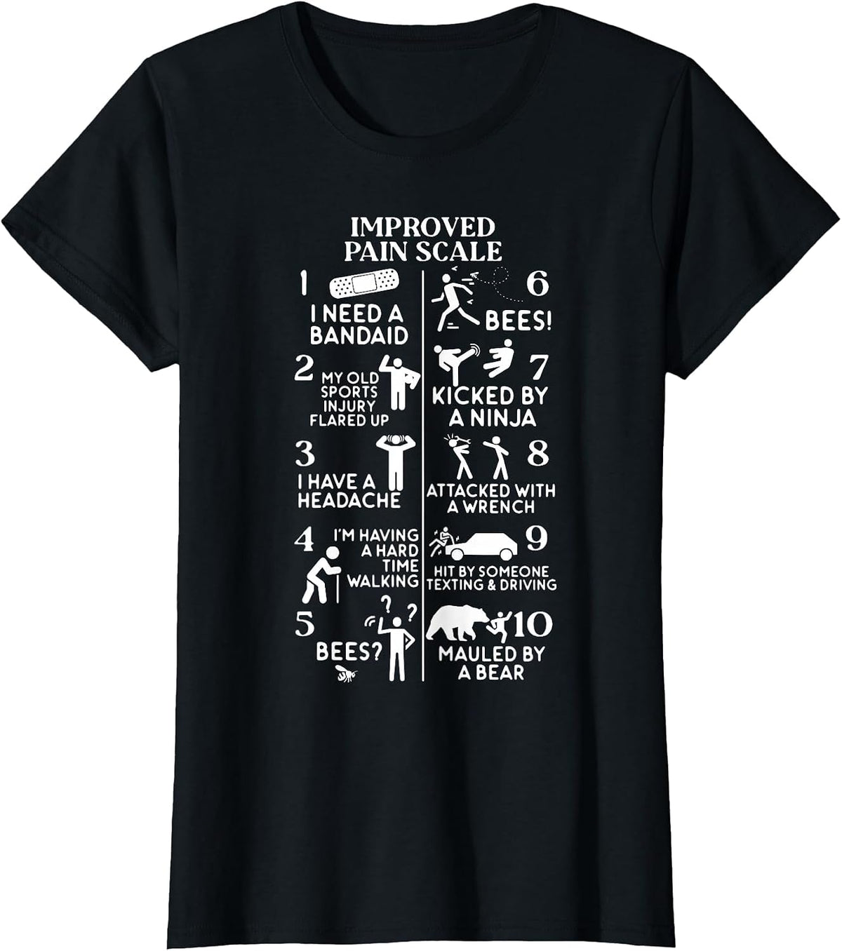 Physical Therapy Improved Pain Scale Ortho Rehab Massage PT T-Shirt - Black