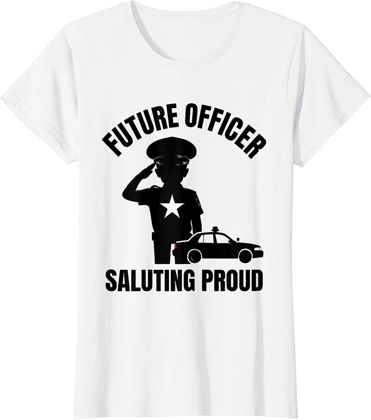 Future Officer Saluting Proud Kids Police Officer Costume T-Shirt - White