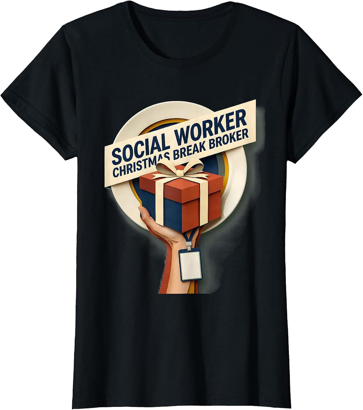 Social Worker, Christmas Break Broker Funny Social Work T-Shirt - Black