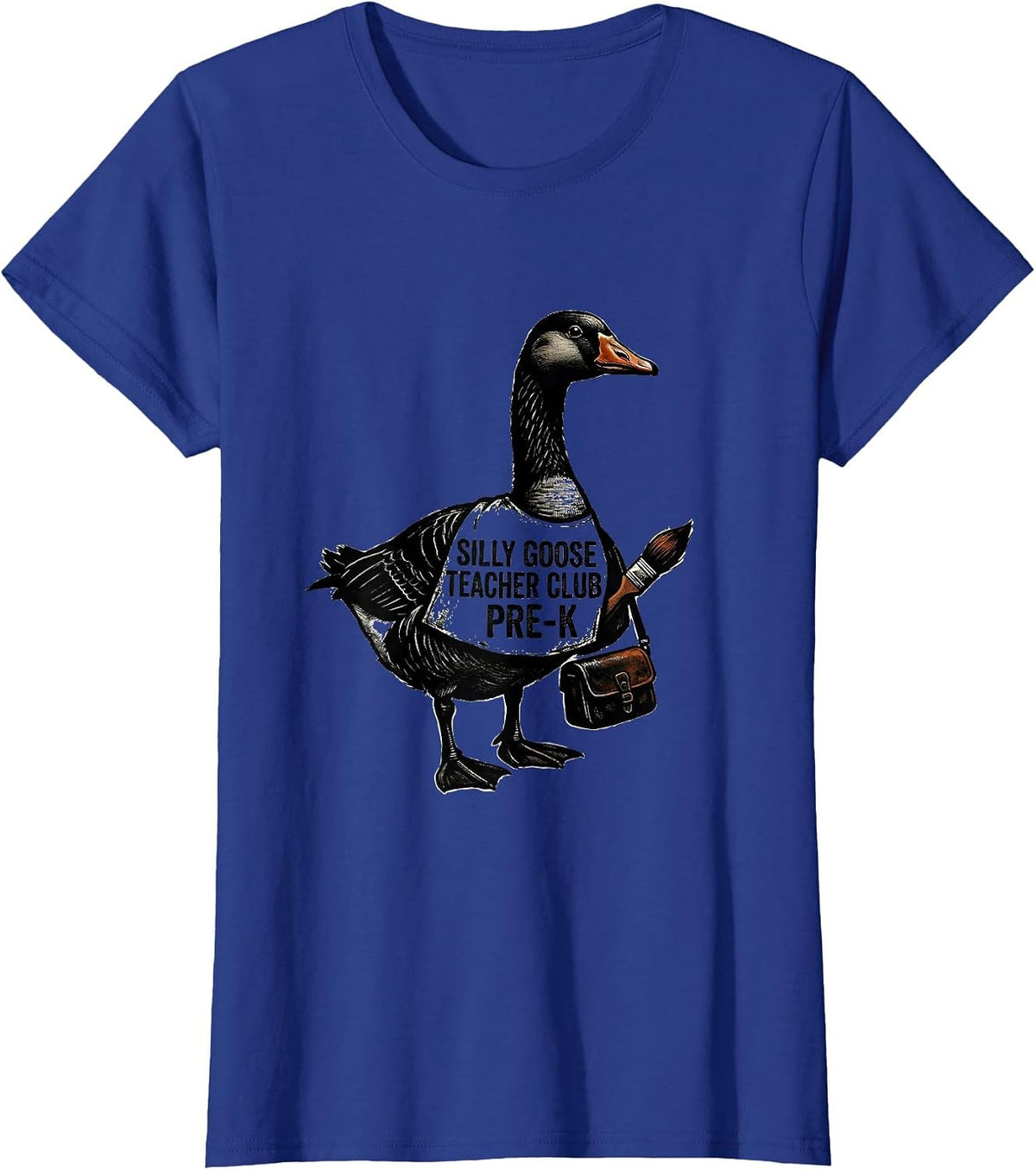 Women's Silly Goose Teacher Club Pre-K Funny Back to School T-Shirt - Royal Blue