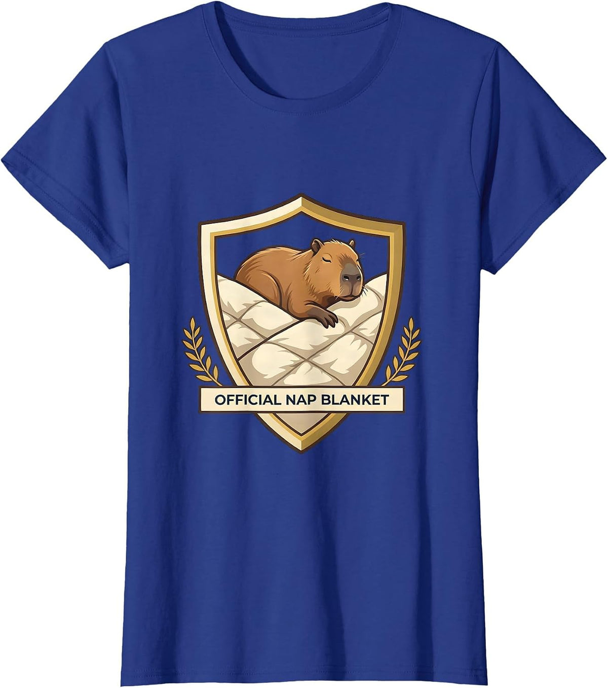 Women's Official Nap Blanket Cute Capybara Sleep Humor T-Shirt - Royal Blue