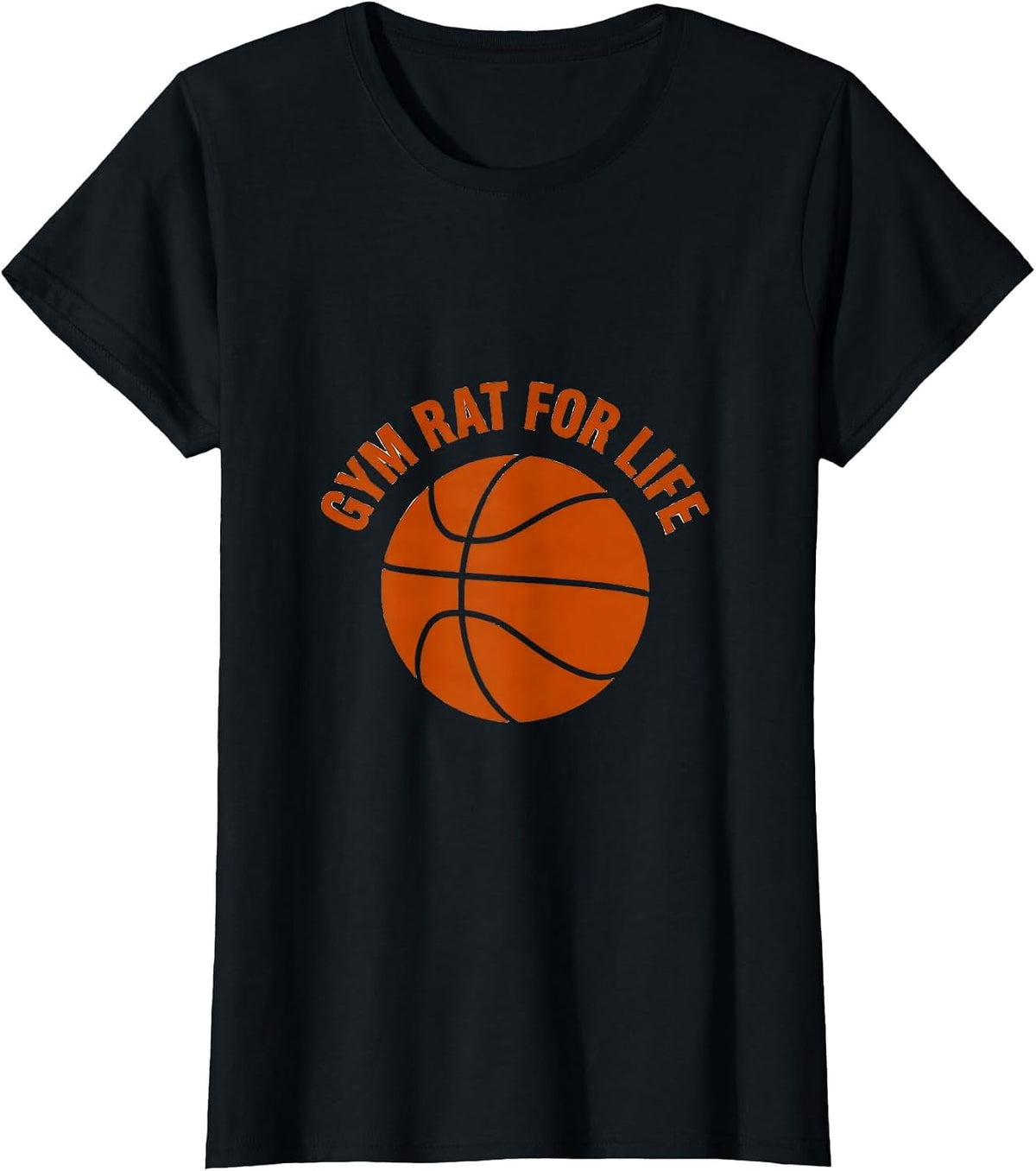 Women's Gym Rat For Life Basketball Graphic Design T-Shirt - Black