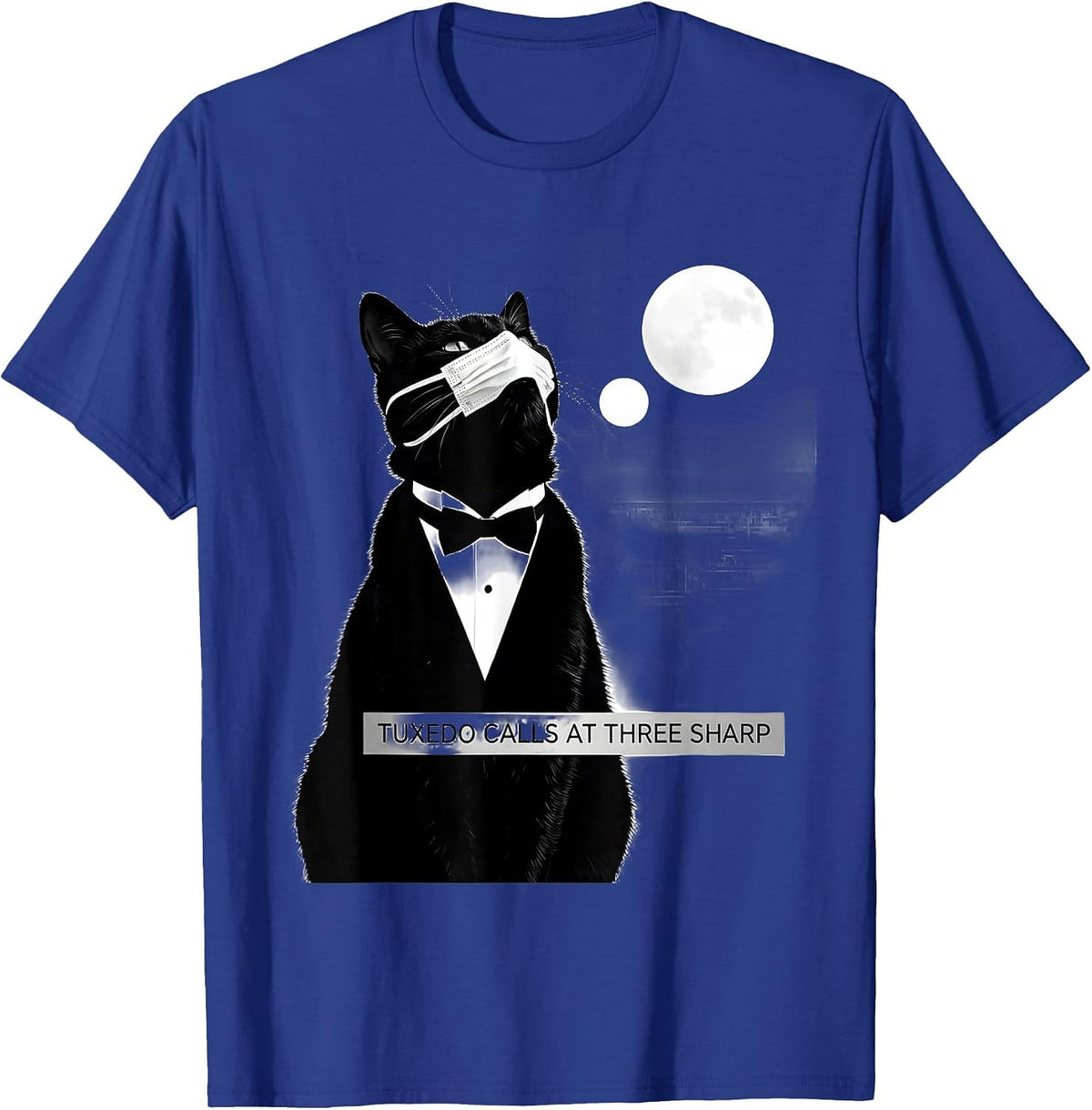 Men's Tuxedo Calls at Three Sharp 90's Retro Cat Owner T-Shirt - Royal Blue