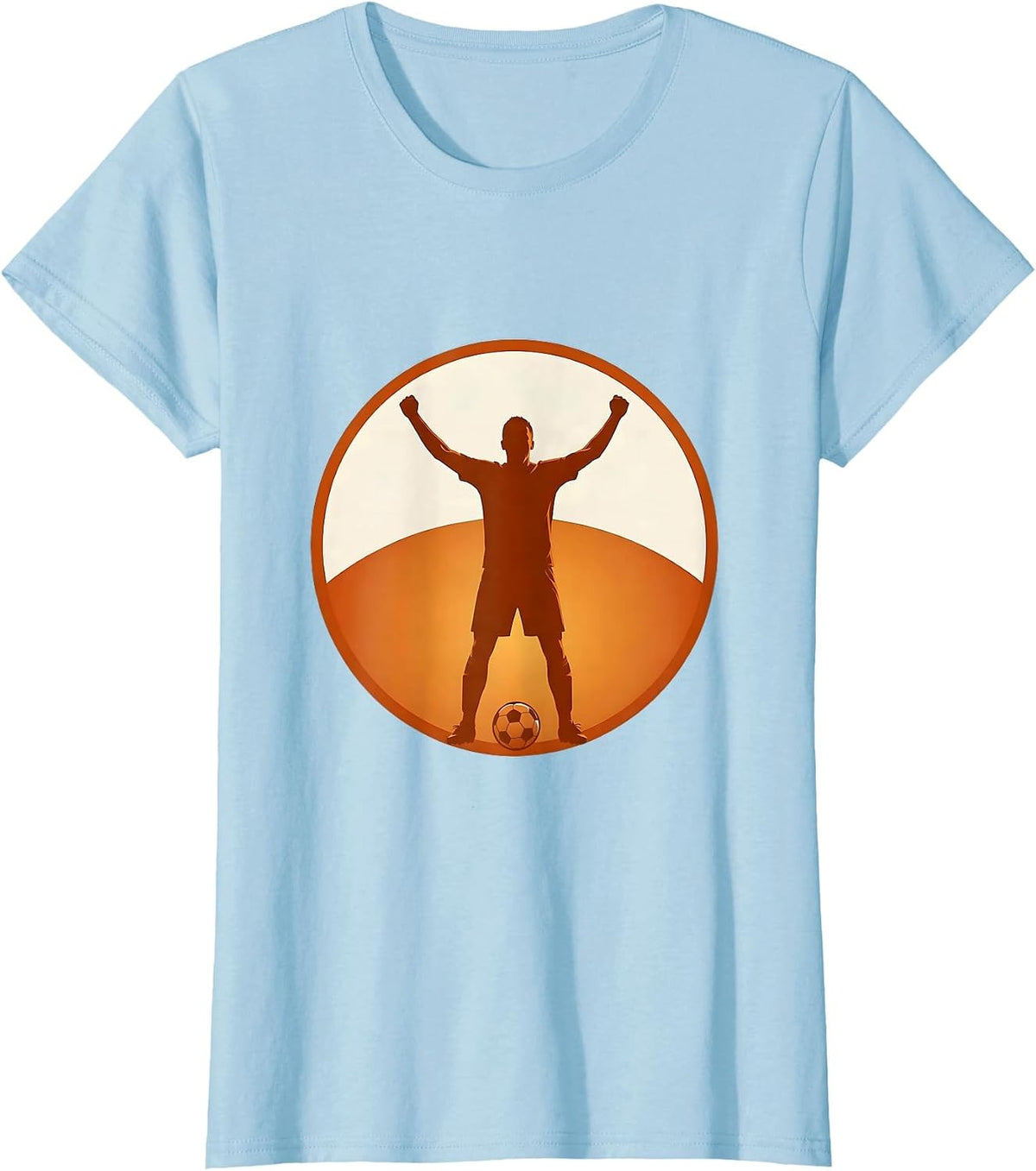 Women's Soccer Dad Cheering at Sunset Graphic Tee T-Shirt - Baby Blue