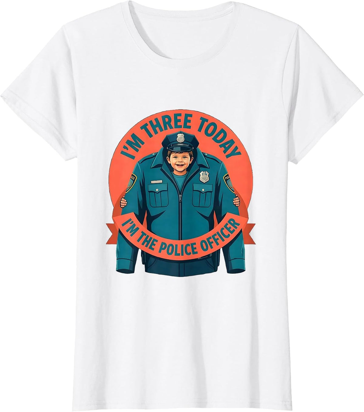 Women's I'm Three Today, I'm The Police Officer Toddler T-Shirt - White
