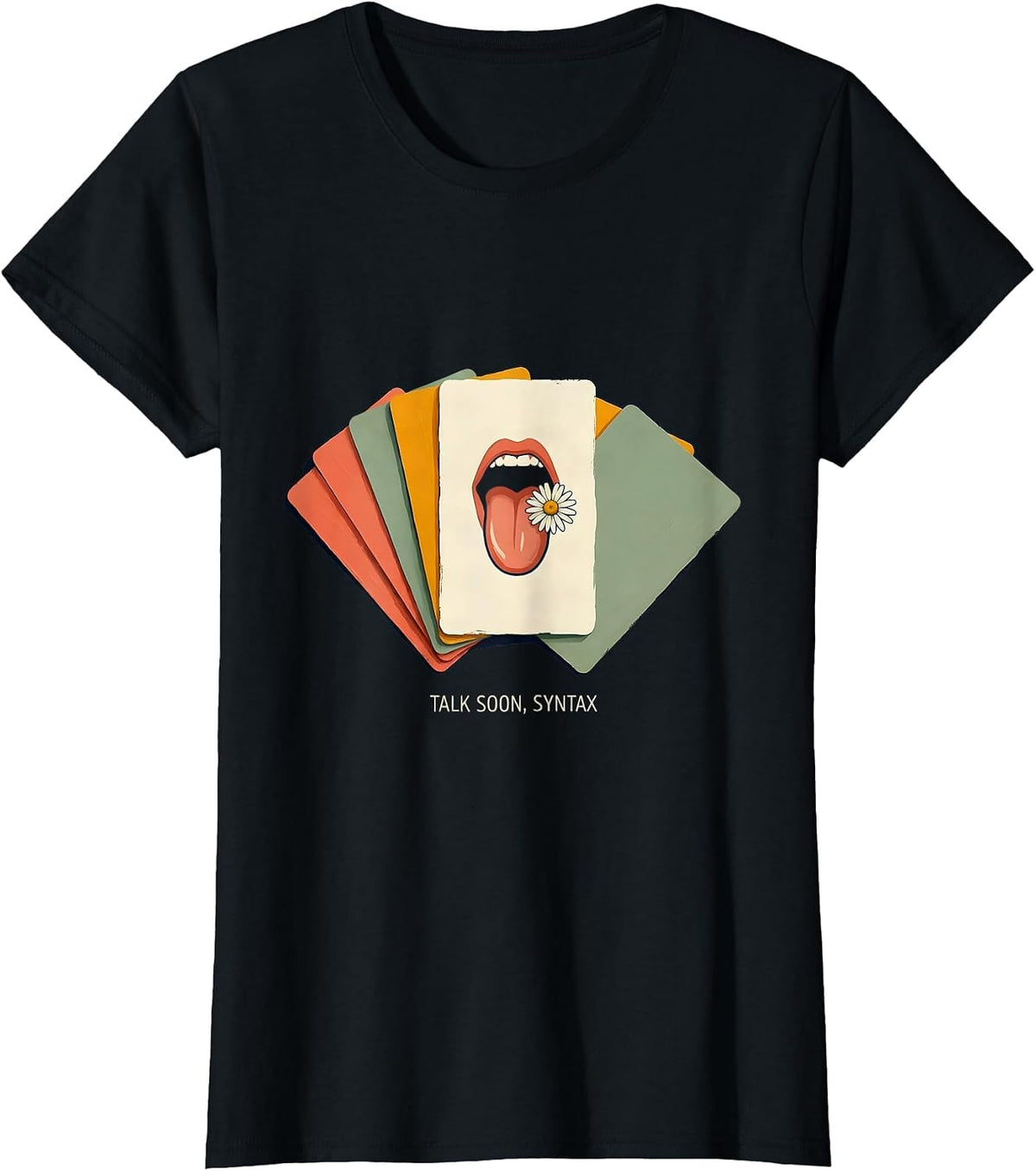 Women's Talk Soon Syntax Retro Floral Speech Language Pathologist T-Shirt - Black