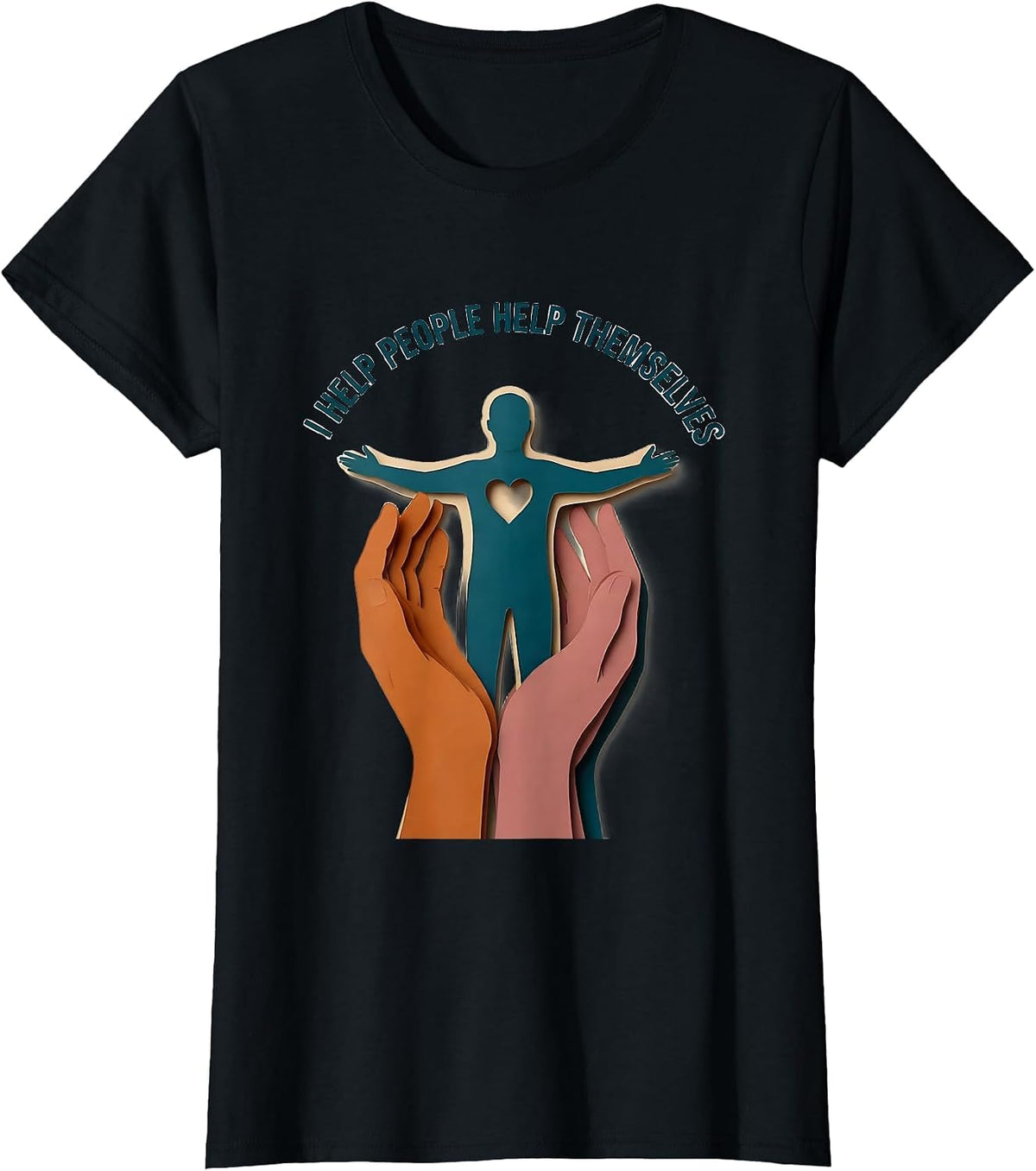 I Help People Help Themselves Social Worker Design T-Shirt - Black