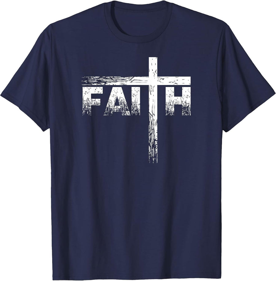 Christian Faith & Cross T-Shirt - Christian Faith T Shirts T-Shirt - Navy Blue
