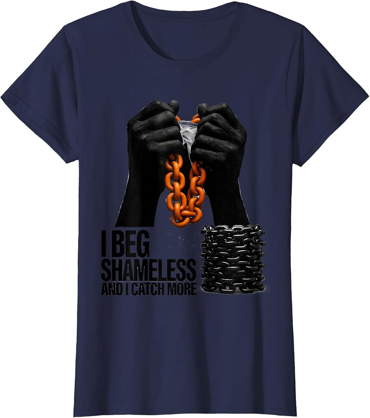 Women's I Beg Shameless And I Catch More Brutalist Mardi Gras T-Shirt - Navy Blue