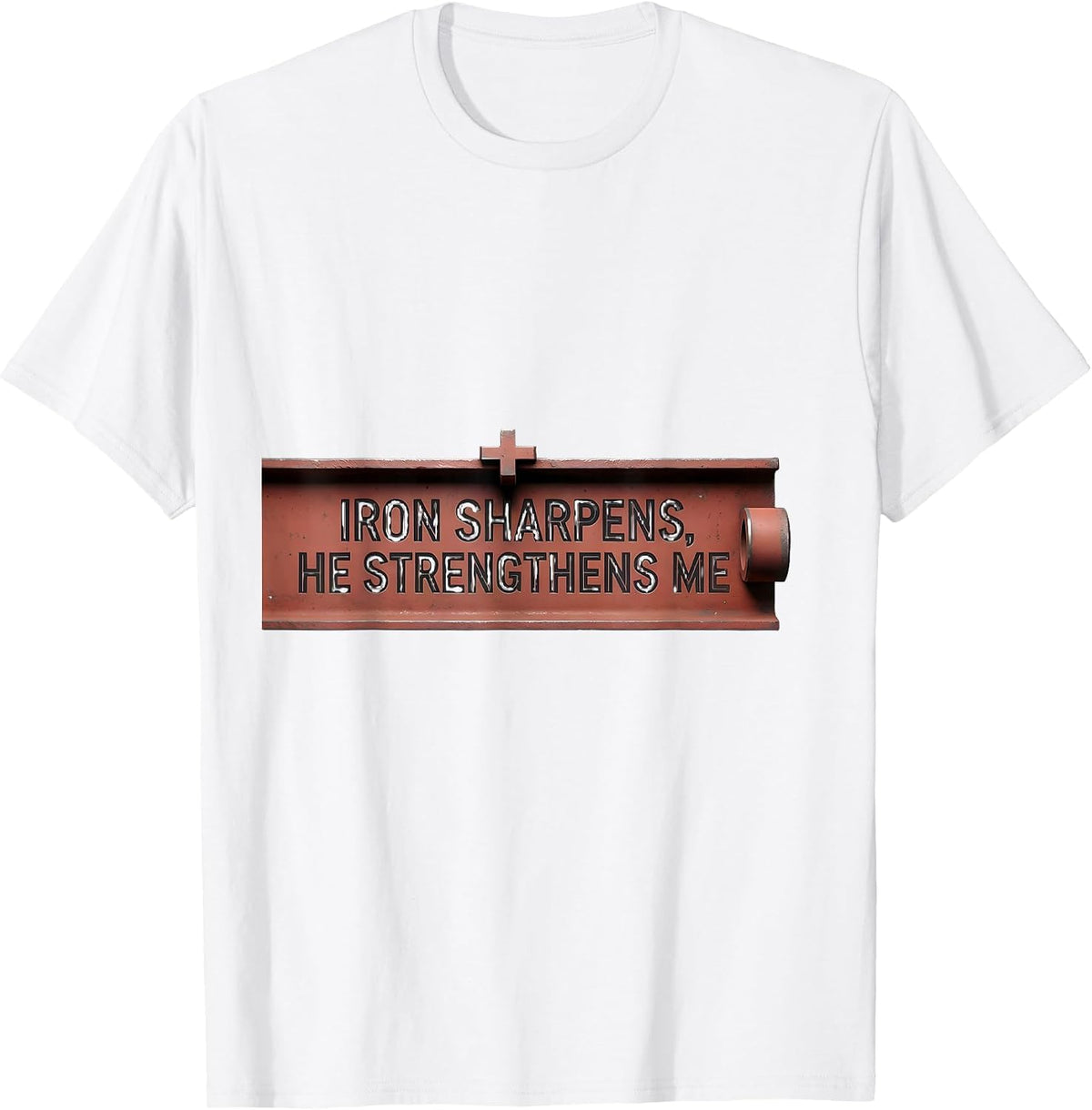 Men's Iron Sharpens He Strengthens Me Minimalist Christian Gym T-Shirt - White