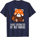 Red Panda Love Easily Distracted By Red Pandas T-Shirt - Navy Blue