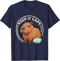 Keep It Capy Cute Kawaii Capybara Meme Humor Animal Lover T-Shirt - Navy Blue