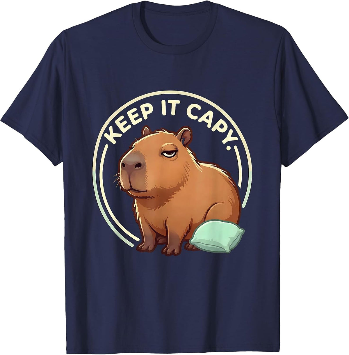 Keep It Capy Cute Kawaii Capybara Meme Humor Animal Lover T-Shirt - Navy Blue