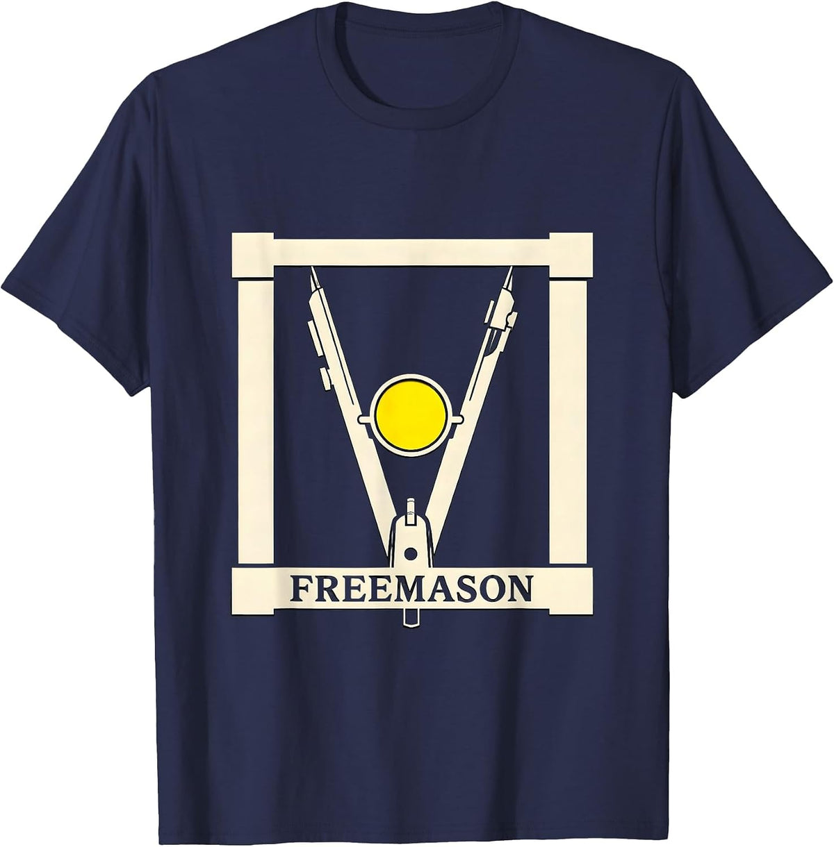Freemason Stencil Graphic Masonic Fraternal Pride T-Shirt - Navy Blue
