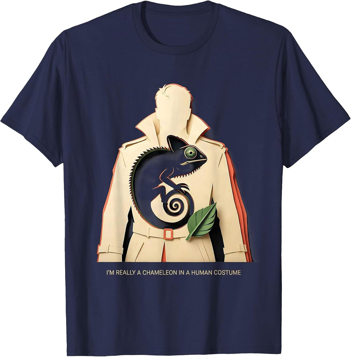 Men's I'm Really A Chameleon In A Human Costume Funny T-Shirt - Navy Blue