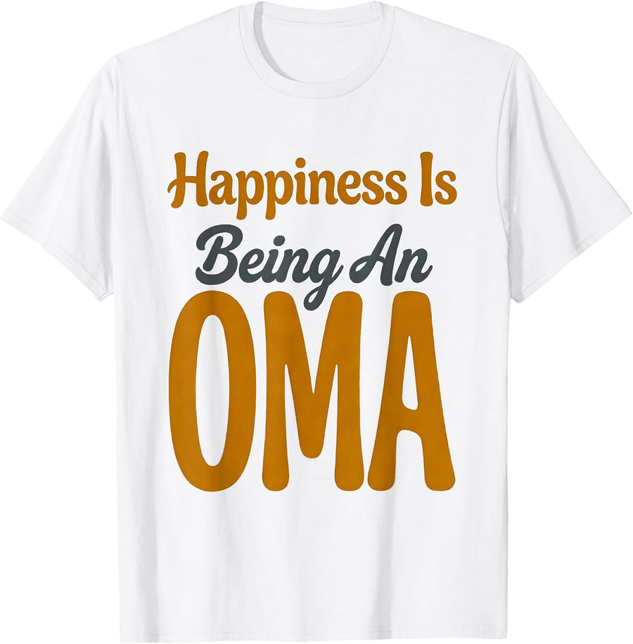 Men's Happiness Is Being An Oma Sentimental Grandma Mother's Day T-Shirt - White