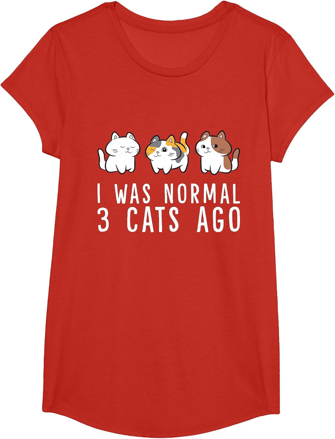 I was Normal 3 Cats Ago Funny Cat Mom Dad T-Shirt - Girls Red