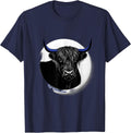 Hey There, Coo Funny Highland Cow Character Whimsical Humor T-Shirt - Navy Blue
