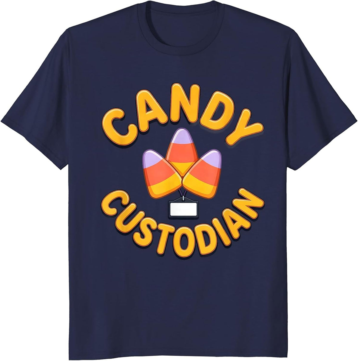 Men's Candy Custodian Funny Halloween Costume Group Humor T-Shirt - Navy Blue
