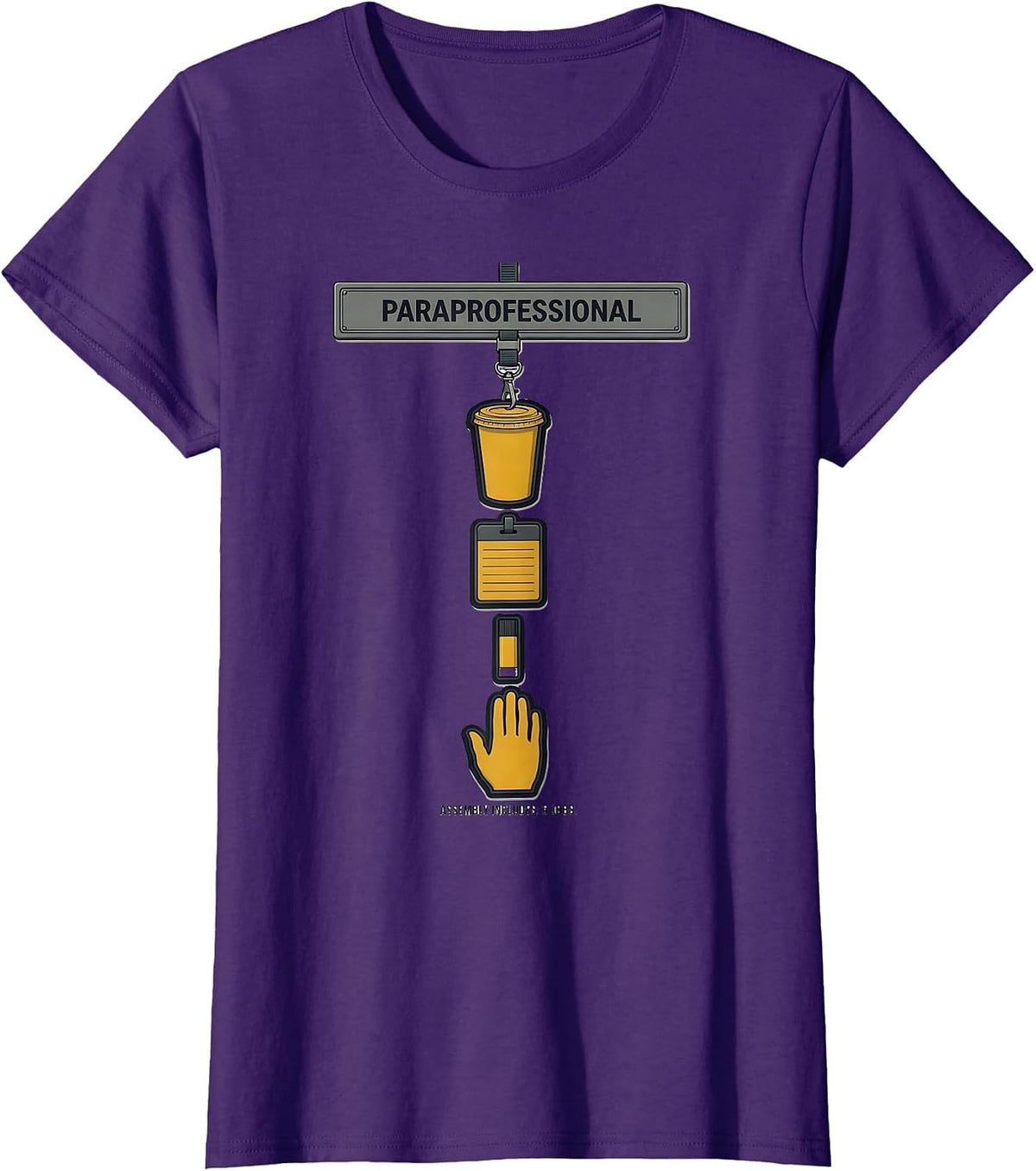 Women's Paraprofessional Assembly Includes 5 Jobs Paraeducator T-Shirt - Purple