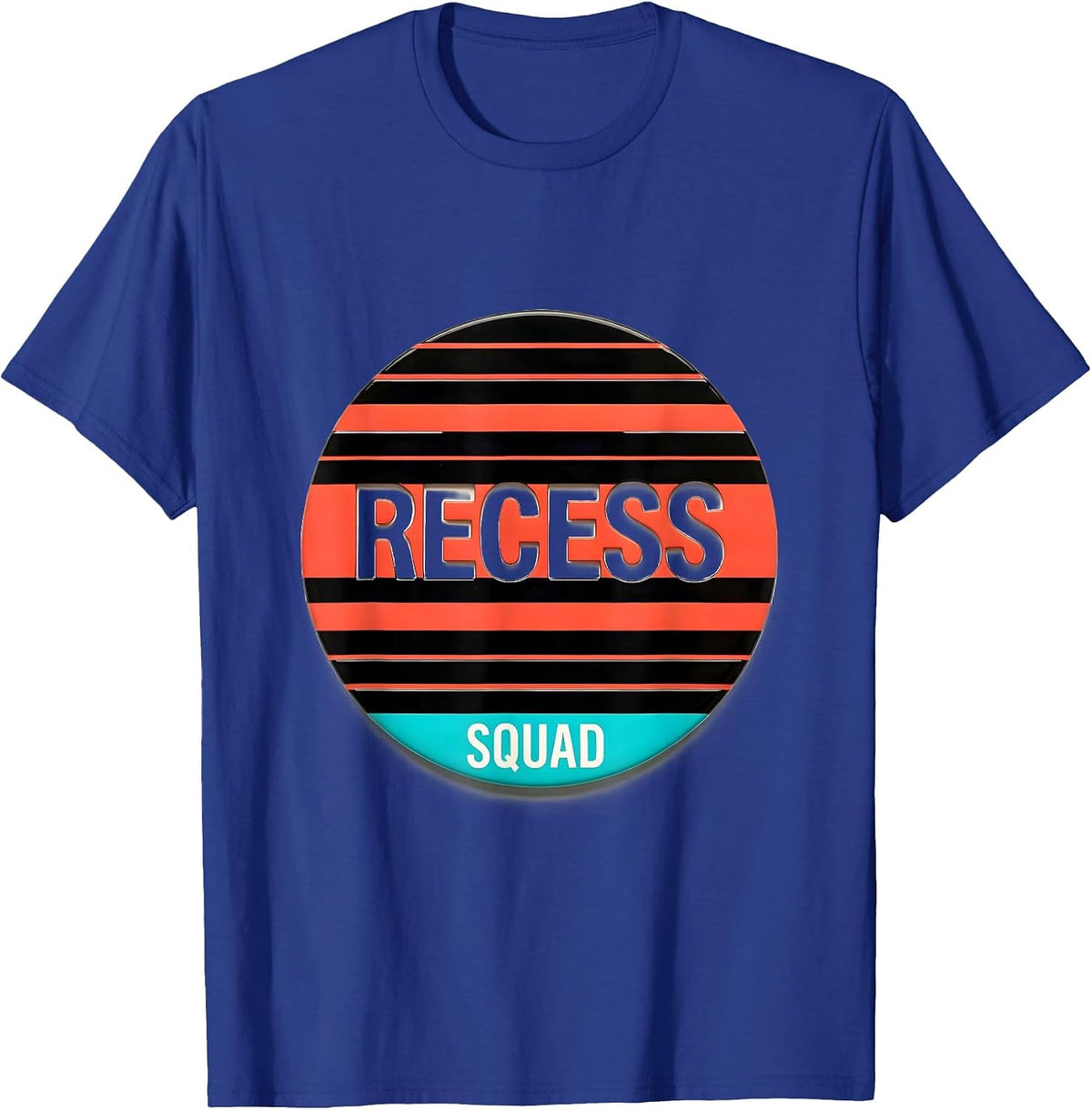 Recess Squad Disrupted Stripe Graphic Back To School Staff T-Shirt - Royal Blue