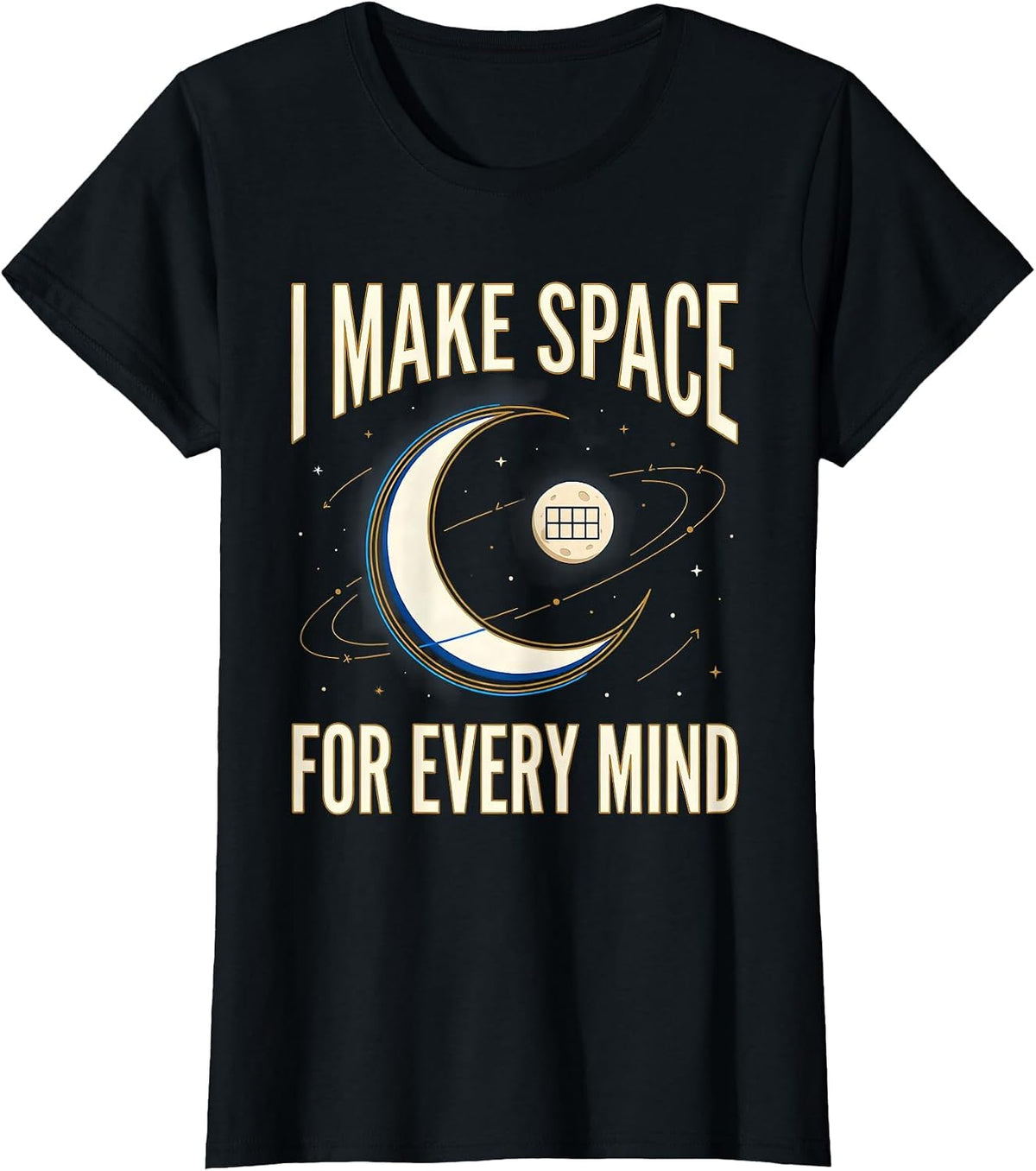 Women's I Make Space For Every Mind Cosmic Special Education Teacher T-Shirt - Black