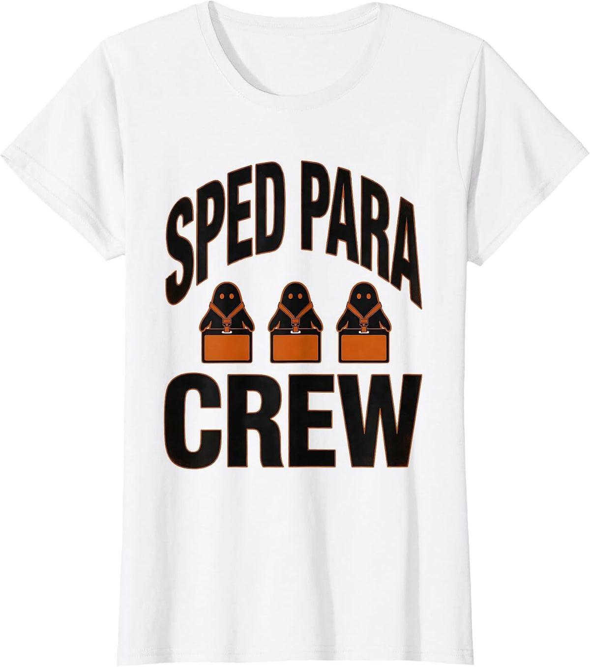 Women's SPED Para Crew Para Normal Activities Ghost Halloween T-Shirt - White
