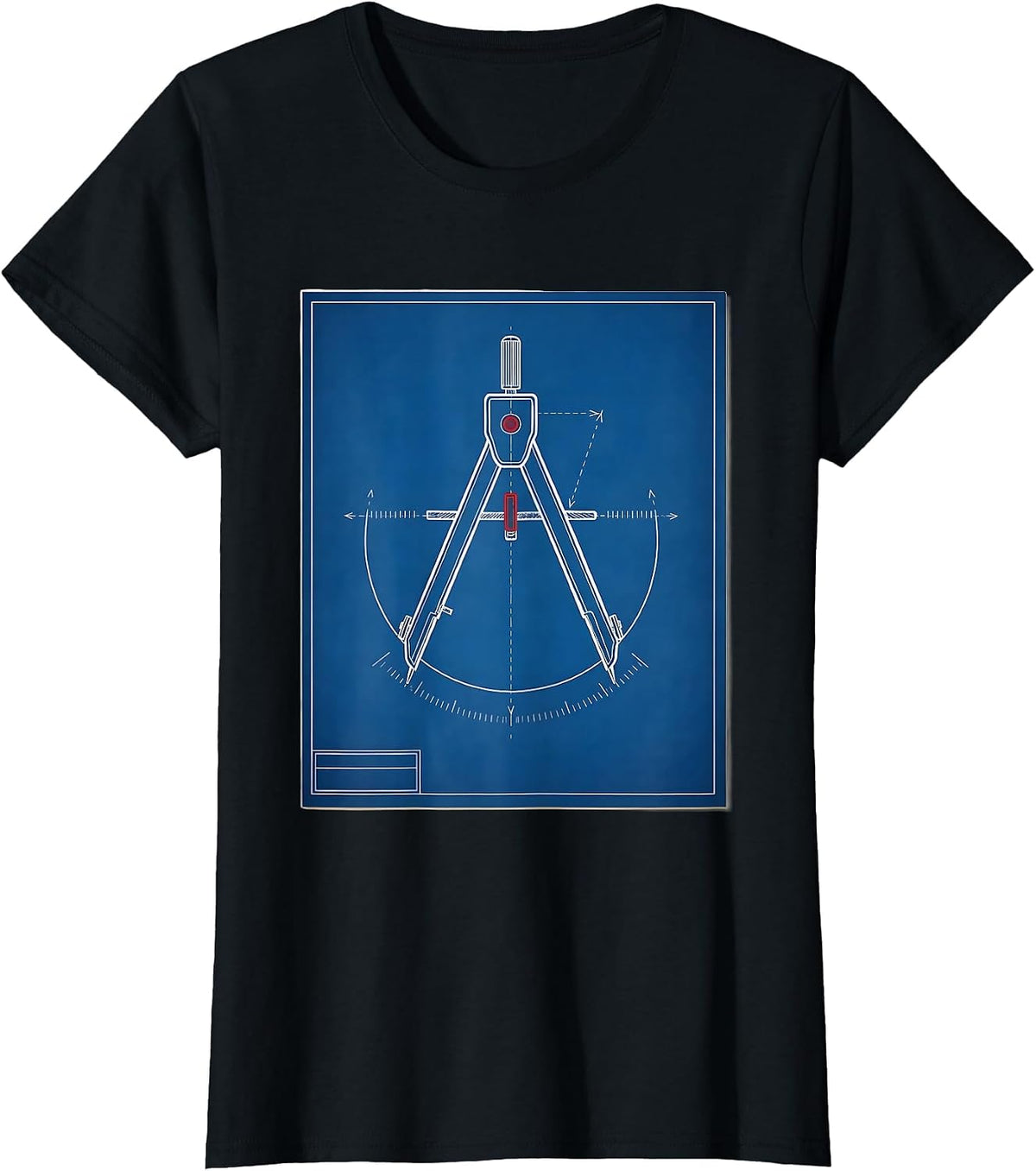 Women's Square and Compass Freemason Technical Blueprint Fraternal T-Shirt - Black