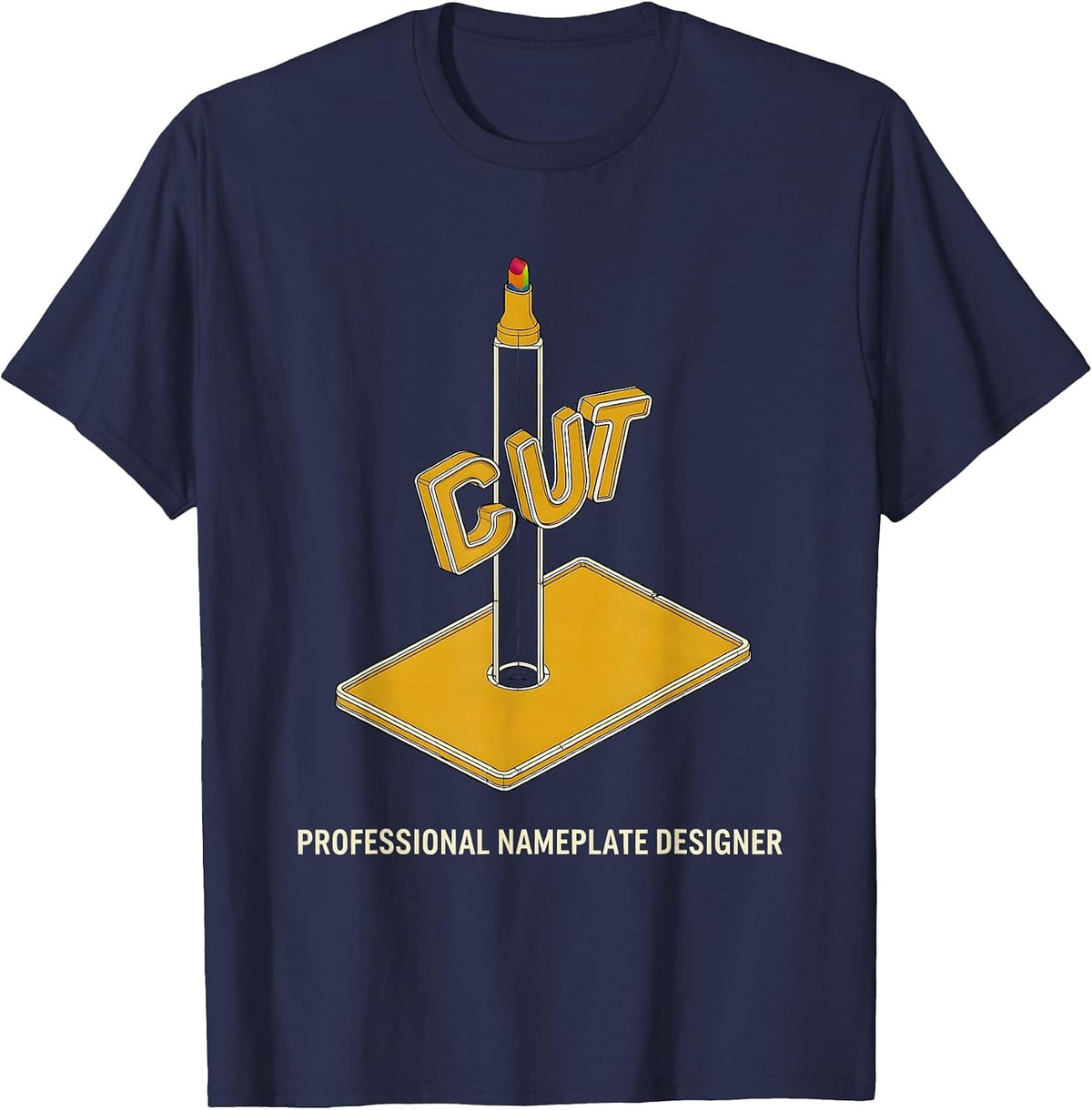 Professional Nameplate Designer Funny Teacher Tiny Humans T-Shirt - Navy Blue