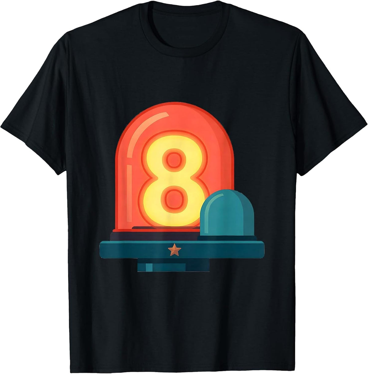 Men's Future Police Officer Kids Costume Play Flat Vector T-Shirt - Black
