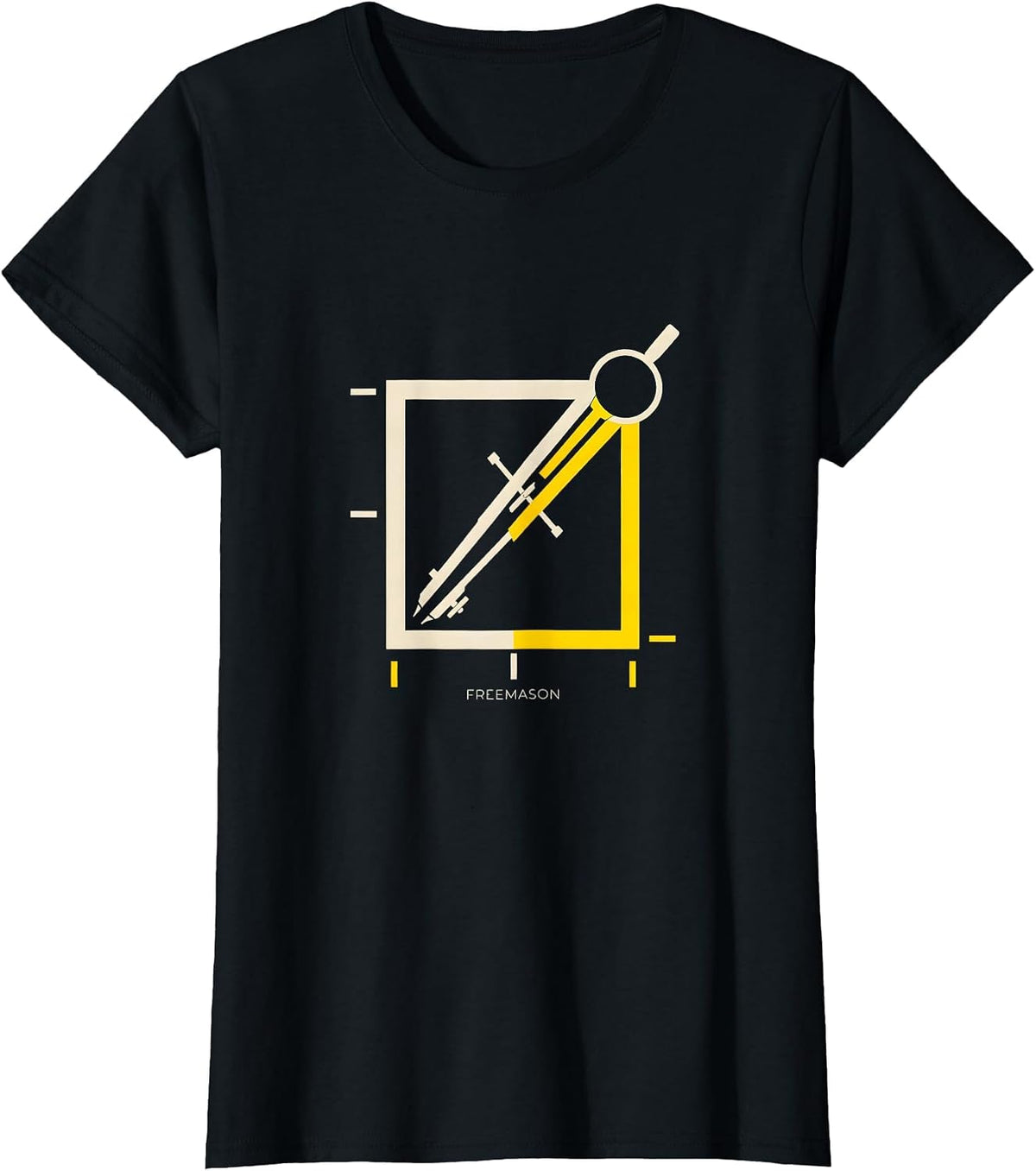 Freemason Minimalist Square And Compass Fraternal Pride T-Shirt - Black