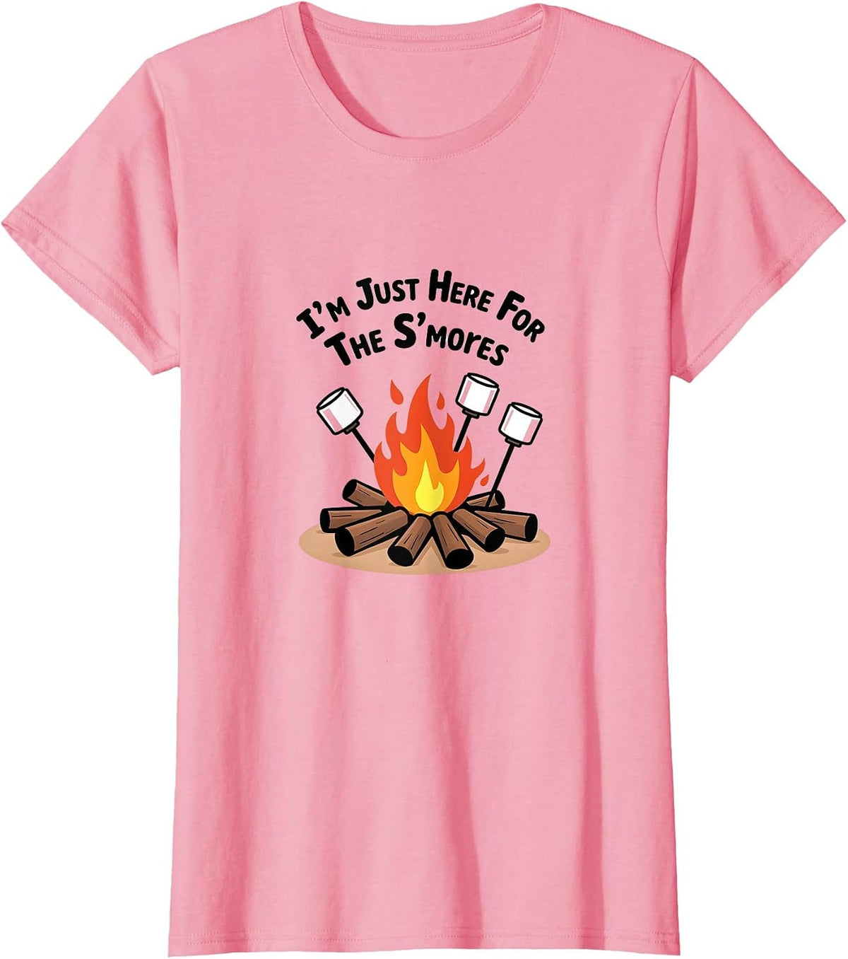 Mademark Camping & Campfire T-Shirt - Pink-i'm Just Here for the S'mores Campfire