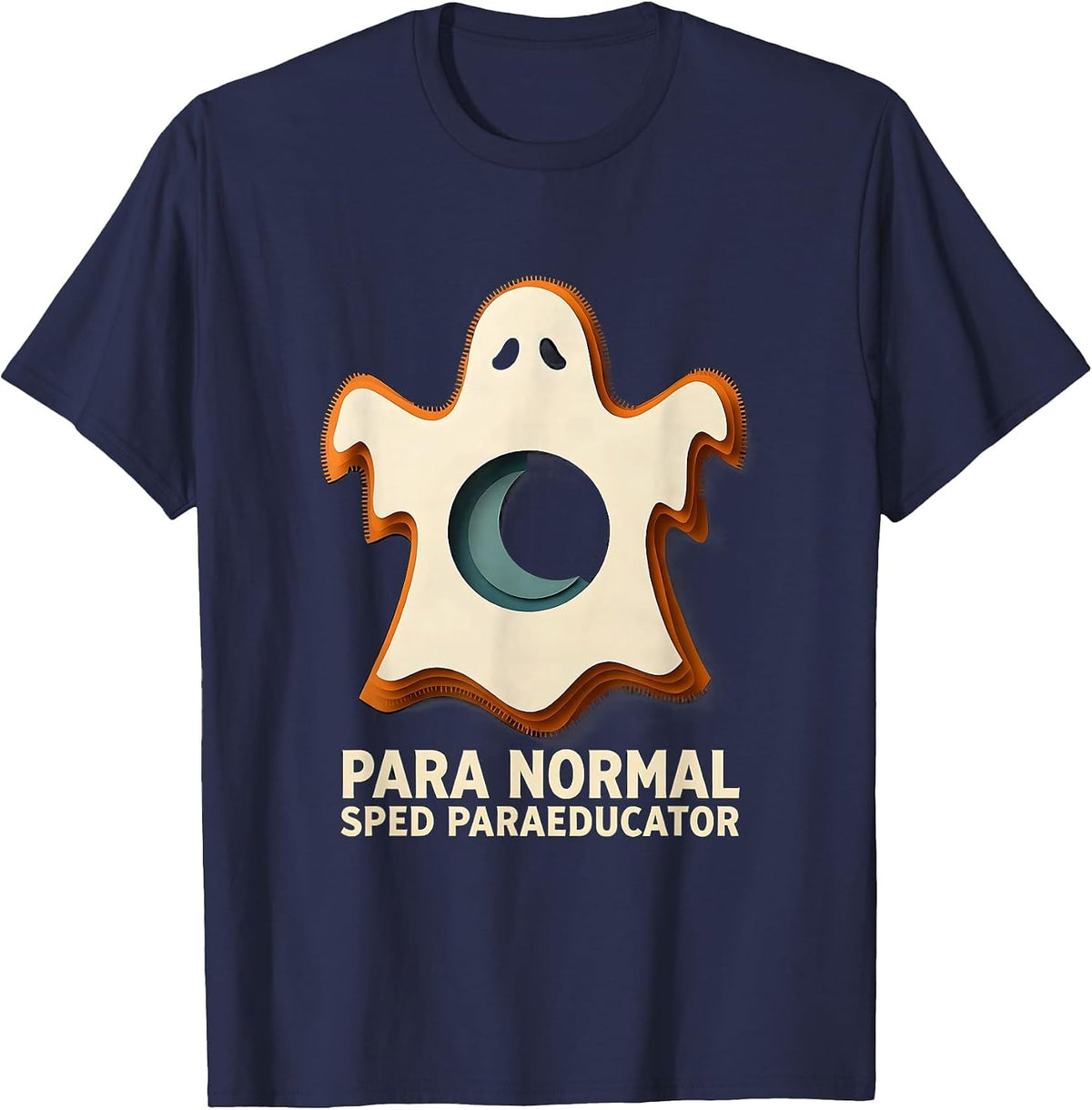 Para Normal SPED Paraeducator Ghost Halloween Teacher Aide T-Shirt - Navy Blue