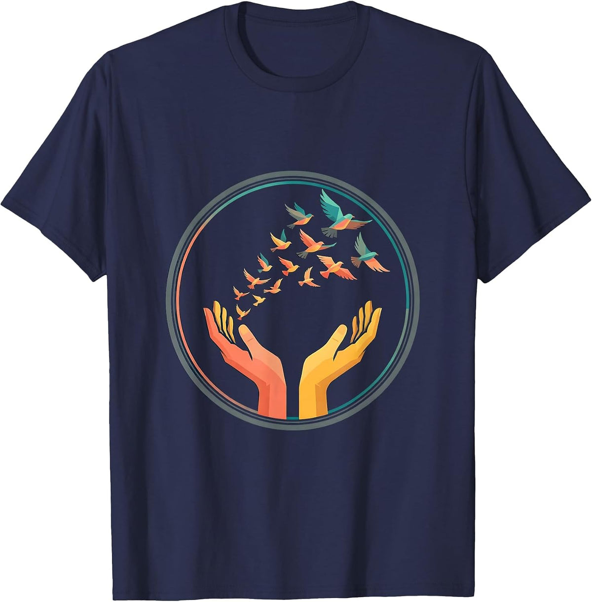 Special Education Teacher Birds of Freedom Design T-Shirt - Navy Blue