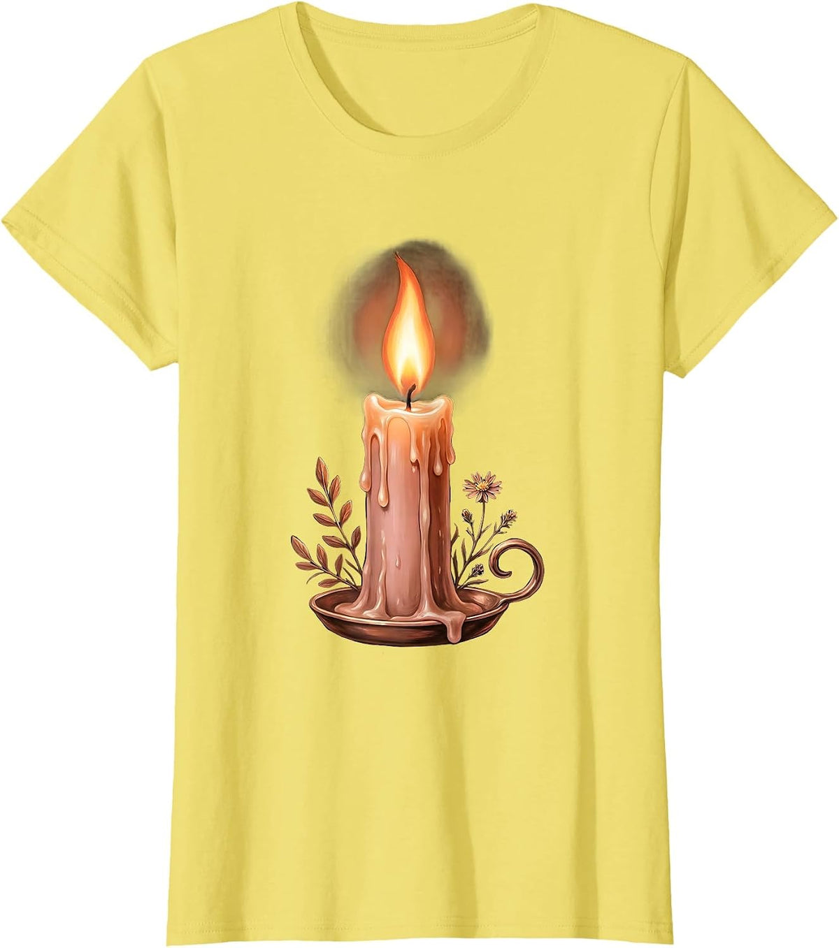 Women's Social Worker Single Candle Flame Dark Room Design T-Shirt - Lemon Yellow