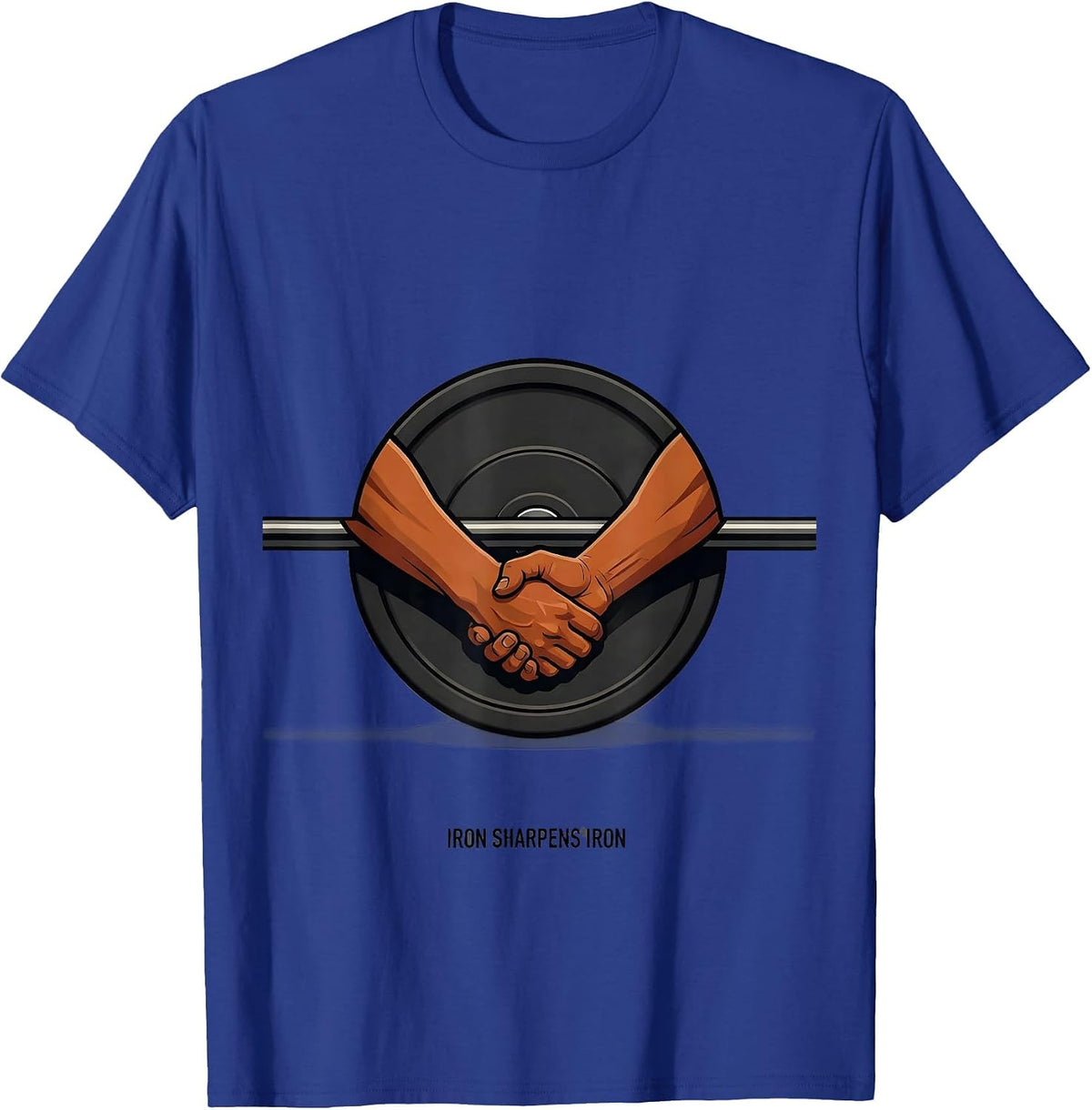 Men's Iron Sharpens Iron Editorial Conceptual Christian Gym T-Shirt - Royal Blue