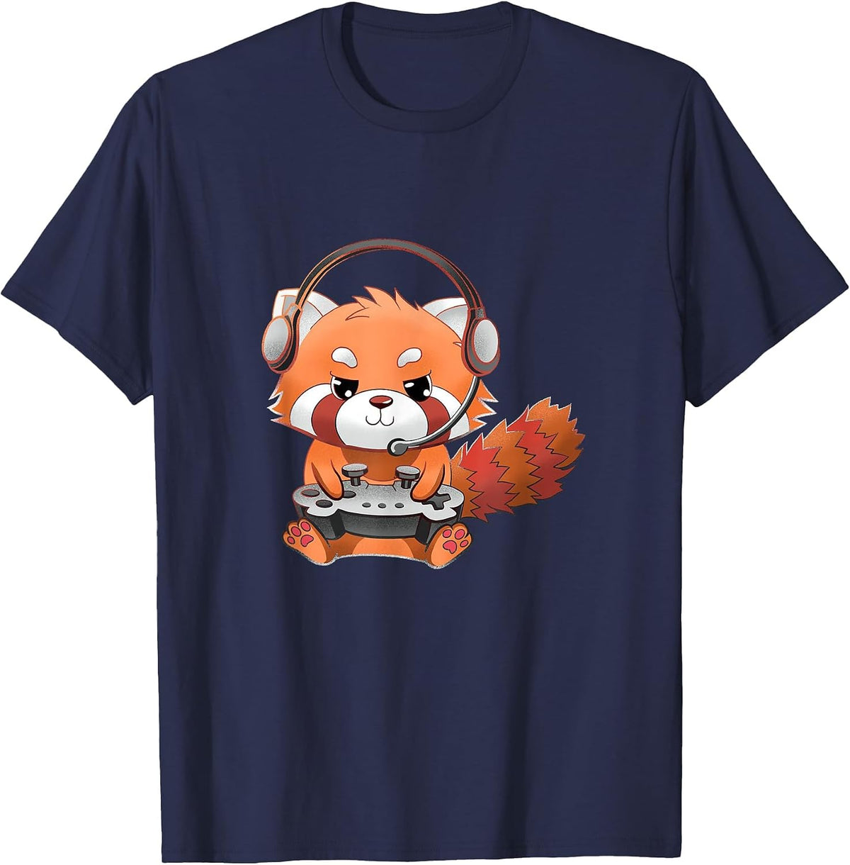 Cute Red Panda Gamer Funny Gaming Red Panda Lover T-Shirt - Navy Blue