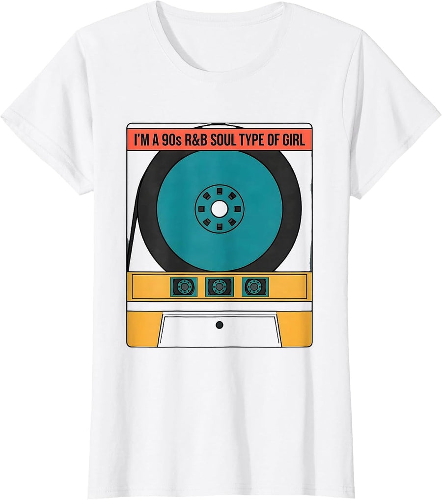 Women's I'm A 90s R&B Soul Type Of Girl Retro Music Hip Hop Boombox T-Shirt - White